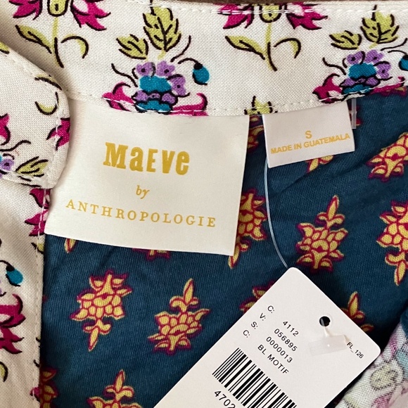 NWT - Anthro Maeve 3/4 Sleeve Floral Top S - Picture 7 of 10